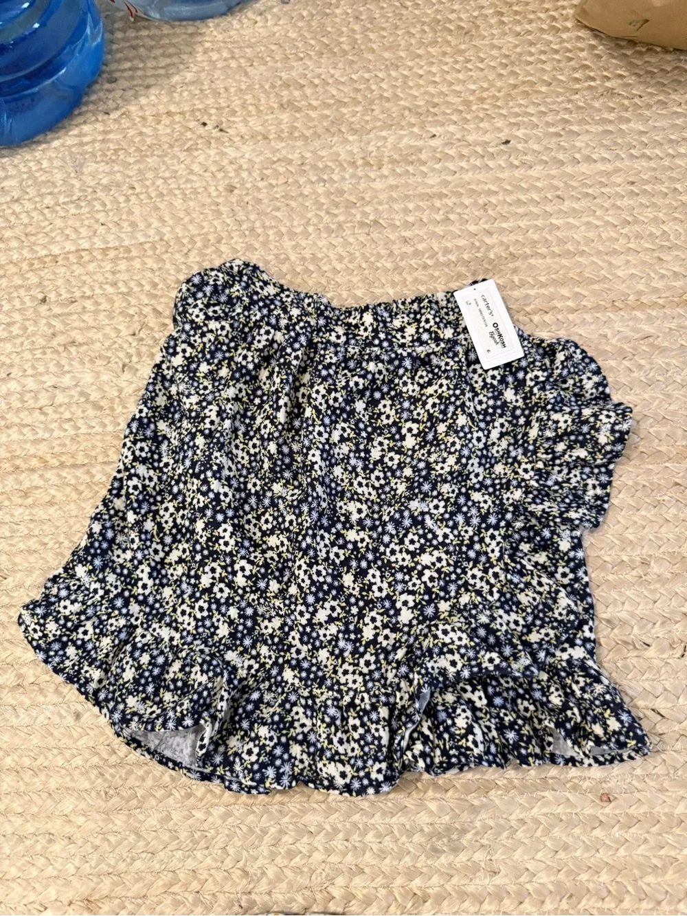 New NWT Oshkosh B’Gosh Navy, White & Yellow Floral Ruffle Mini Skirt XL 14